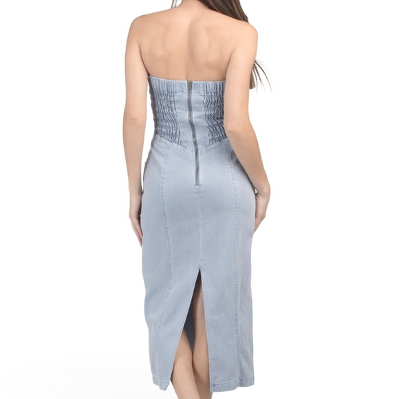 Young Fabulous & Broke Taylor Tube Midi Dress - Ice Blue - Picture 2 of 10